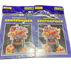 VTG Fall Honeycomb Centerpieces Lot Of 2 1995 NOS Party Makers.